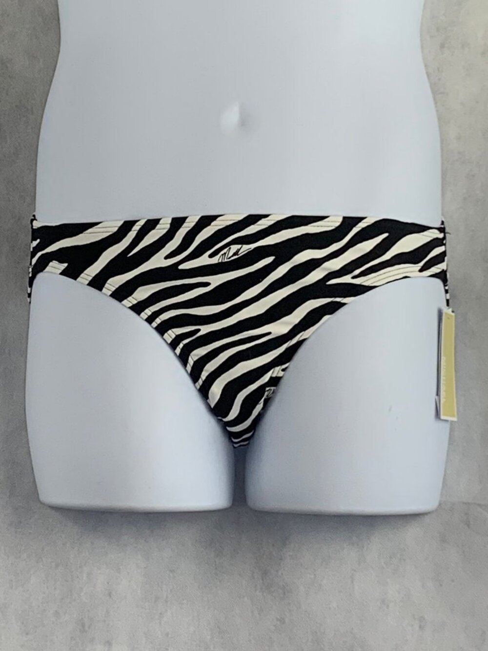 Michael Kors Women's Zebra Animal Print Bikini Swim Bottom, Black White, Medium